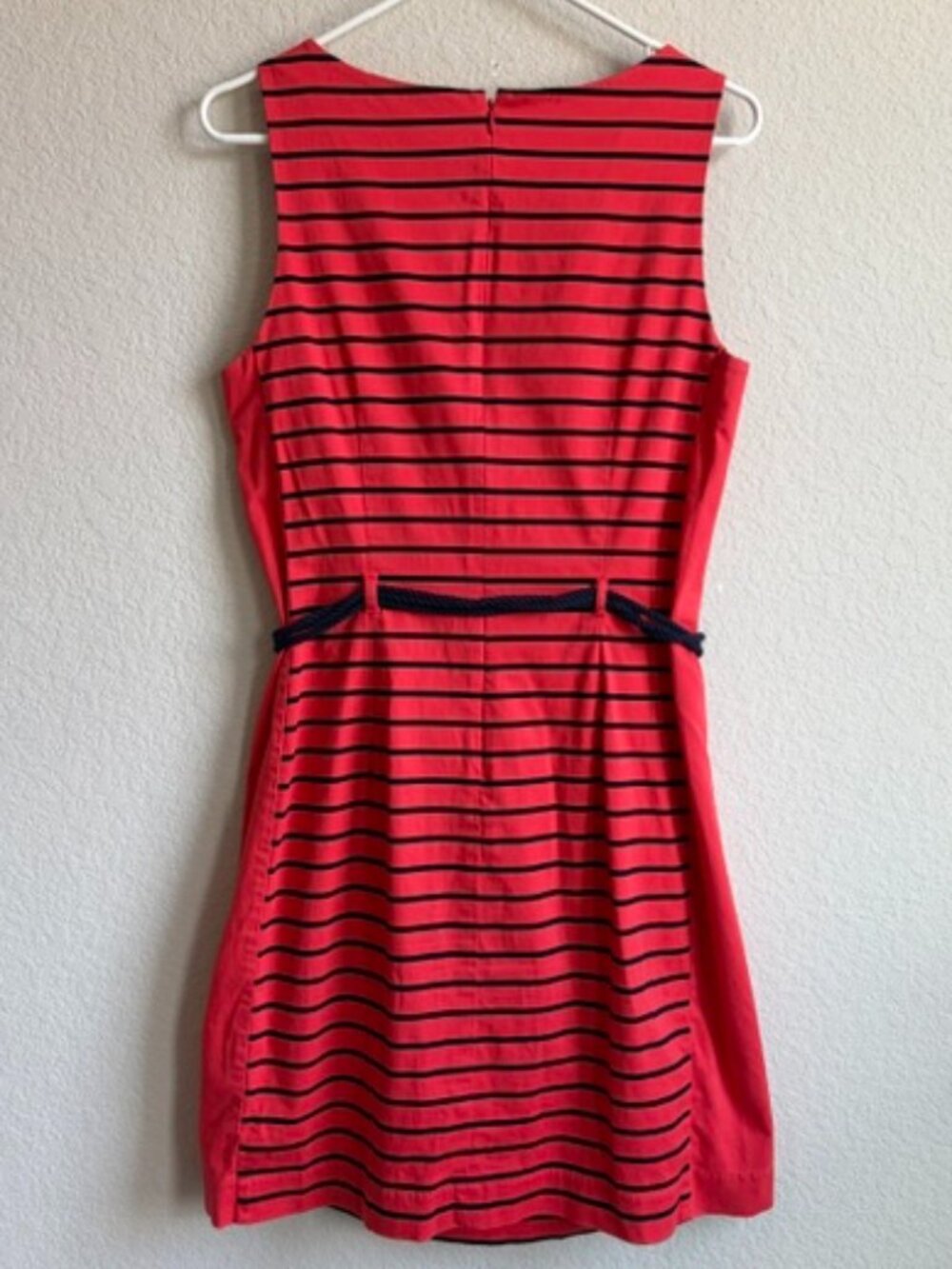 Tommy Hilfiger Red/Blue Stripes Dress Size 10 Cotton Rope Belt Nautical Coastal - Picture 4 of 9